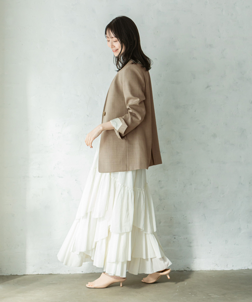 ウールツイルノーカラージャケット（ノーカラージャケット）｜NOBLE