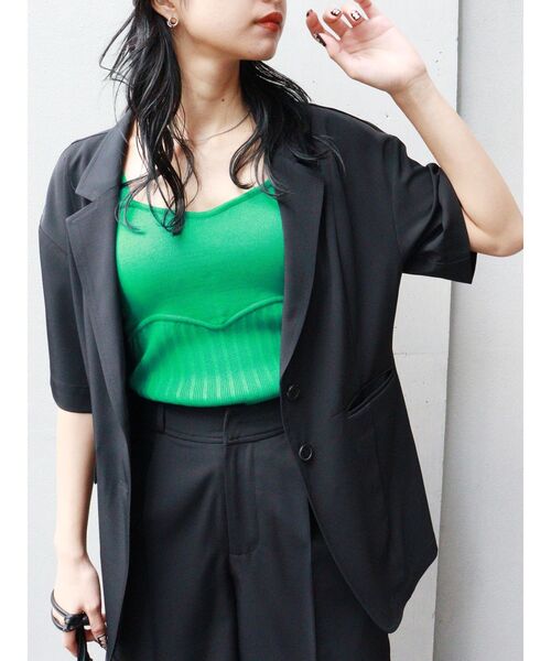 MURUA（ムルーア）の「ハーフスリーブジャケット（テーラードジャケット・レディース・ブラック/ブラウン・FREE）」の2枚目の写真