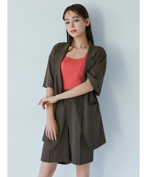 MURUA（ムルーア）の「ハーフスリーブジャケット（テーラードジャケット・レディース・ブラック/ブラウン・FREE）」の4枚目の写真