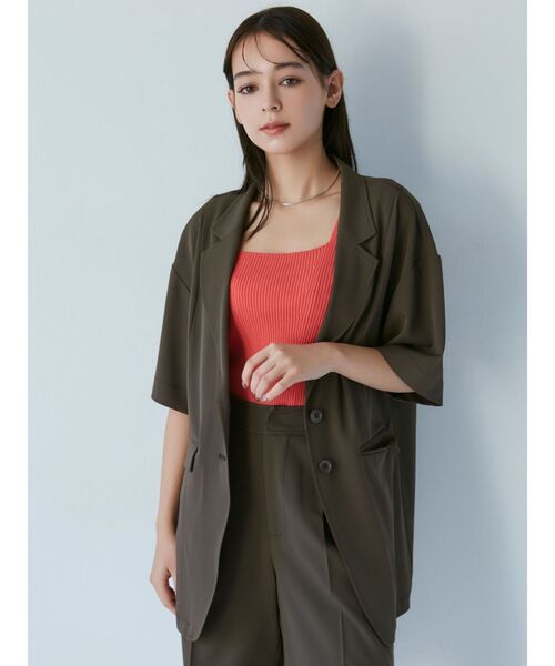 MURUA（ムルーア）の「ハーフスリーブジャケット（テーラードジャケット・レディース・ブラック/ブラウン・FREE）」の5枚目の写真