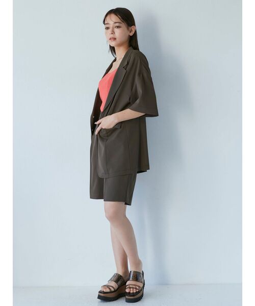 MURUA（ムルーア）の「ハーフスリーブジャケット（テーラードジャケット・レディース・ブラック/ブラウン・FREE）」の8枚目の写真