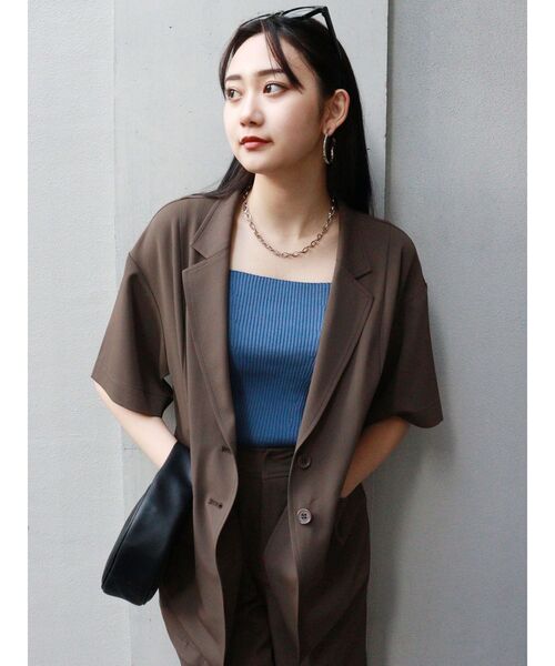 MURUA（ムルーア）の「ハーフスリーブジャケット（テーラードジャケット・レディース・ブラック/ブラウン・FREE）」の13枚目の写真