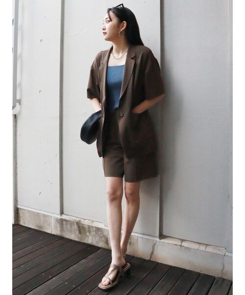 MURUA（ムルーア）の「ハーフスリーブジャケット（テーラードジャケット・レディース・ブラック/ブラウン・FREE）」の15枚目の写真