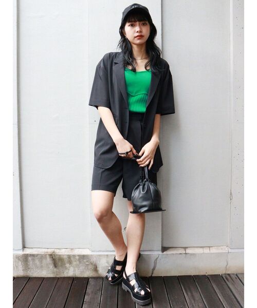 MURUA（ムルーア）の「ハーフスリーブジャケット（テーラードジャケット・レディース・ブラック/ブラウン・FREE）」の19枚目の写真