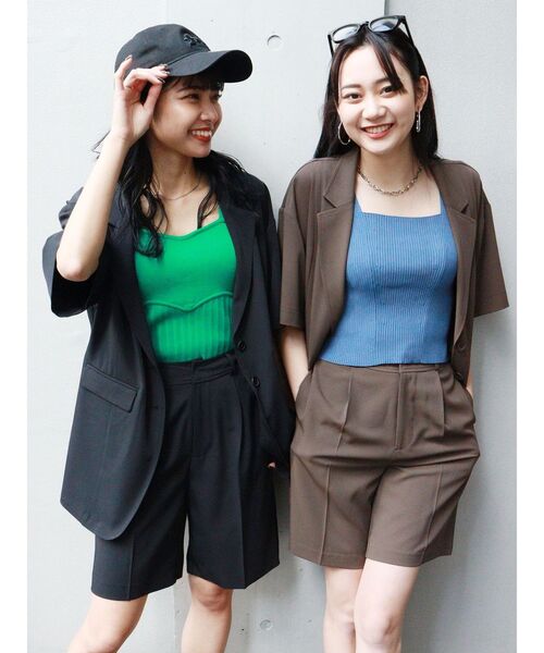 MURUA（ムルーア）の「ハーフスリーブジャケット（テーラードジャケット・レディース・ブラック/ブラウン・FREE）」の21枚目の写真