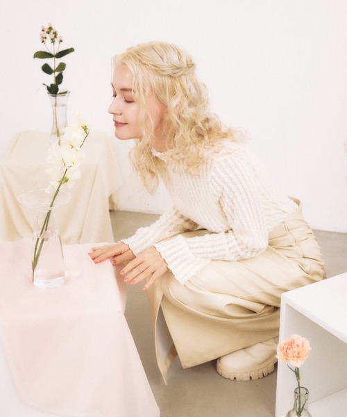 pomiii(ポミー)の「レースハイネックメロウトップス(Tシャツ/カットソー・レディース・アイボリー・FREE)」の3枚目の写真