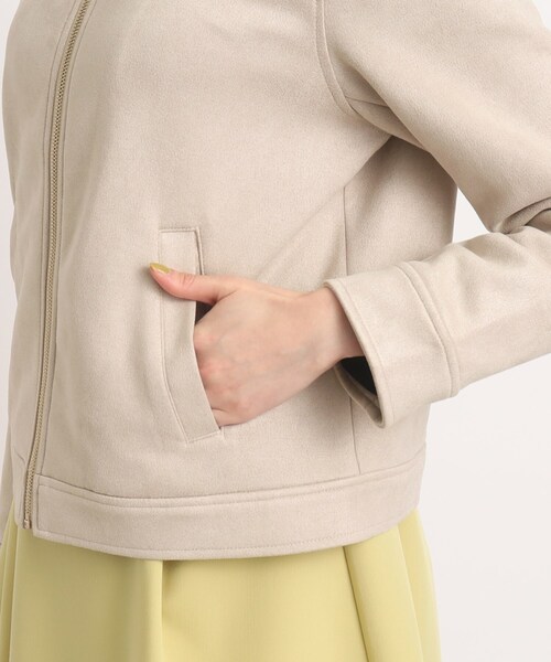 DRESKIP（ドレスキップ）の「◆【カジュアルからキレイめまで】もちもちノ－カラ－ブルゾン（ノーカラージャケット・レディース・チャコールグレー/ベージュ/ライトグレー・04/03/02）」の19枚目の写真