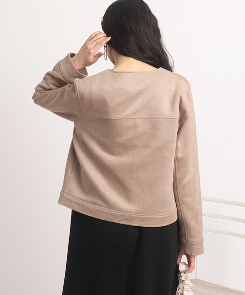 DRESKIP（ドレスキップ）の「◆【カジュアルからキレイめまで】もちもちノ－カラ－ブルゾン（ノーカラージャケット・レディース・チャコールグレー/ベージュ/ライトグレー・04/03/02）」の13枚目の写真