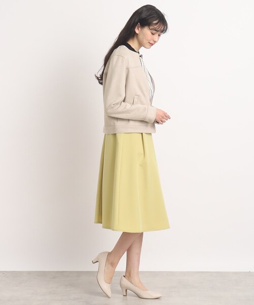 DRESKIP（ドレスキップ）の「◆【カジュアルからキレイめまで】もちもちノ－カラ－ブルゾン（ノーカラージャケット・レディース・チャコールグレー/ベージュ/ライトグレー・04/03/02）」の7枚目の写真