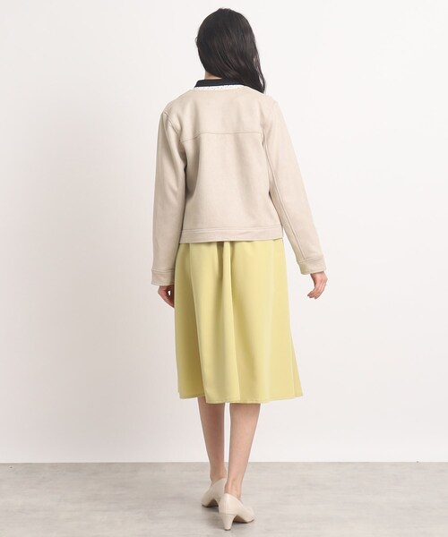 DRESKIP（ドレスキップ）の「◆【カジュアルからキレイめまで】もちもちノ－カラ－ブルゾン（ノーカラージャケット・レディース・チャコールグレー/ベージュ/ライトグレー・04/03/02）」の18枚目の写真