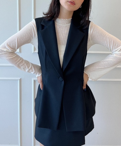 テーラードジャケット ネイビー エイミーイストワール 袖裾フリル 新品