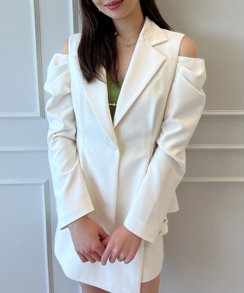EIMY ISTOIRE(エイミーイストワール)の「2wayオフショルダージャケット(テーラードジャケット・レディース・オフホワイト/ブラック/イエロー・FREE)」の15枚目の写真