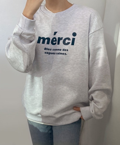 fd style（エフディ スタイル）の「メルシー ボックスフィット レタリングトレーナー（Tシャツ/カットソー・レディース・White/Cream/Black・FREE）」の2枚目の写真