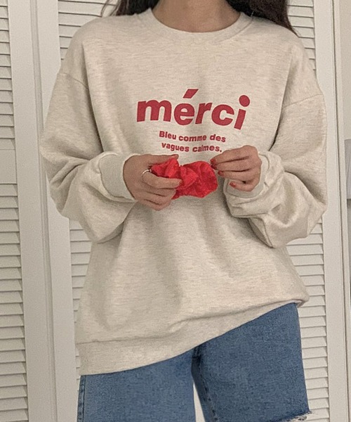 fd style（エフディ スタイル）の「メルシー ボックスフィット レタリングトレーナー（Tシャツ/カットソー・レディース・White/Cream/Black・FREE）」の3枚目の写真