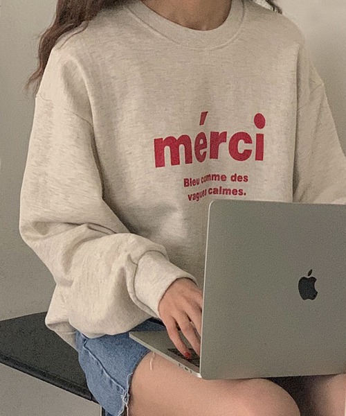 fd style（エフディ スタイル）の「メルシー ボックスフィット レタリングトレーナー（Tシャツ/カットソー・レディース・White/Cream/Black・FREE）」の4枚目の写真