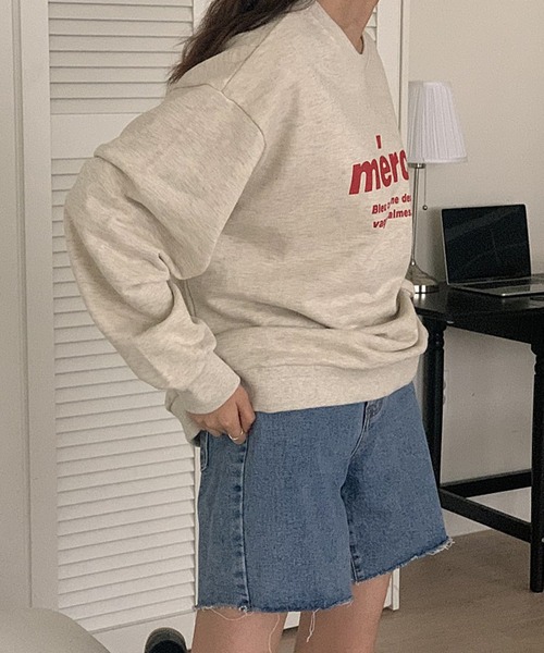 fd style（エフディ スタイル）の「メルシー ボックスフィット レタリングトレーナー（Tシャツ/カットソー・レディース・White/Cream/Black・FREE）」の5枚目の写真