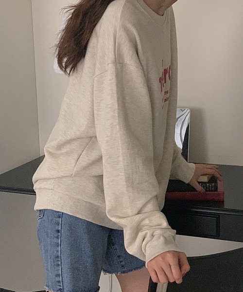 fd style（エフディ スタイル）の「メルシー ボックスフィット レタリングトレーナー（Tシャツ/カットソー・レディース・White/Cream/Black・FREE）」の7枚目の写真