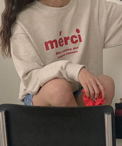 fd style（エフディ スタイル）の「メルシー ボックスフィット レタリングトレーナー（Tシャツ/カットソー・レディース・White/Cream/Black・FREE）」の9枚目の写真