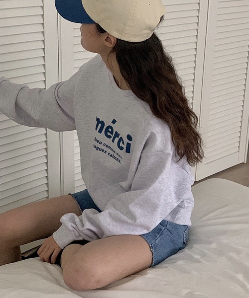 fd style（エフディ スタイル）の「メルシー ボックスフィット レタリングトレーナー（Tシャツ/カットソー・レディース・White/Cream/Black・FREE）」の19枚目の写真