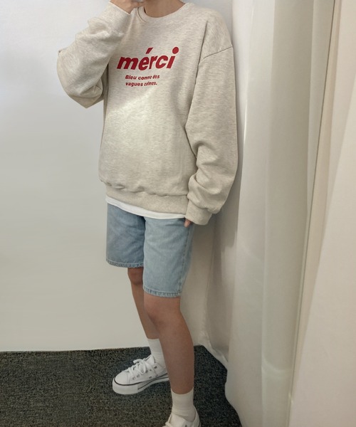 fd style（エフディ スタイル）の「メルシー ボックスフィット レタリングトレーナー（Tシャツ/カットソー・レディース・White/Cream/Black・FREE）」の11枚目の写真