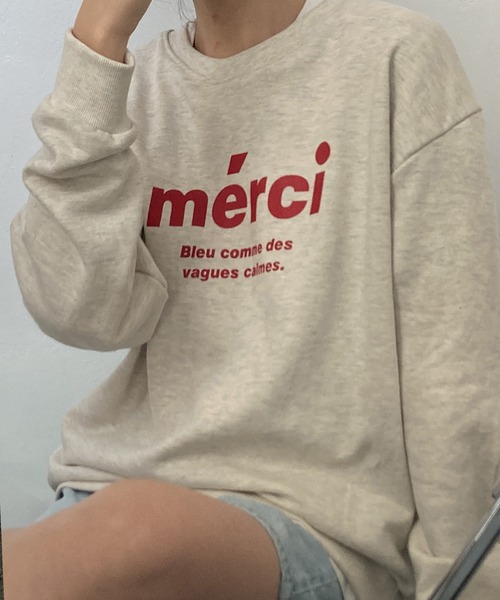 fd style（エフディ スタイル）の「メルシー ボックスフィット レタリングトレーナー（Tシャツ/カットソー・レディース・White/Cream/Black・FREE）」の14枚目の写真