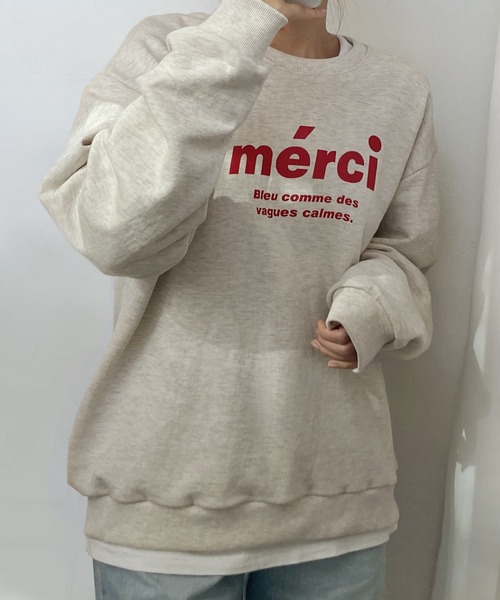 fd style（エフディ スタイル）の「メルシー ボックスフィット レタリングトレーナー（Tシャツ/カットソー・レディース・White/Cream/Black・FREE）」の15枚目の写真