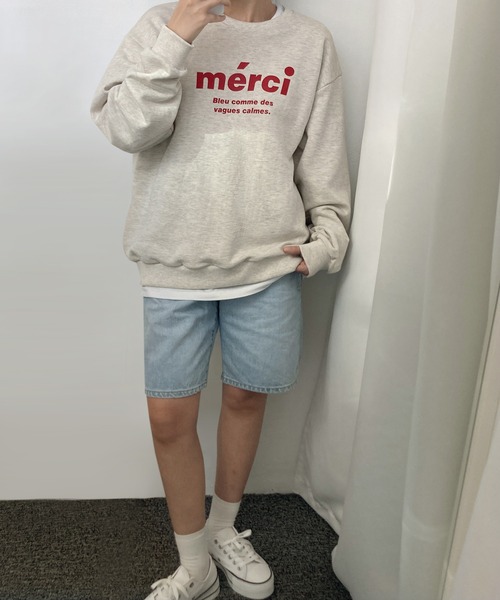 fd style（エフディ スタイル）の「メルシー ボックスフィット レタリングトレーナー（Tシャツ/カットソー・レディース・White/Cream/Black・FREE）」の16枚目の写真