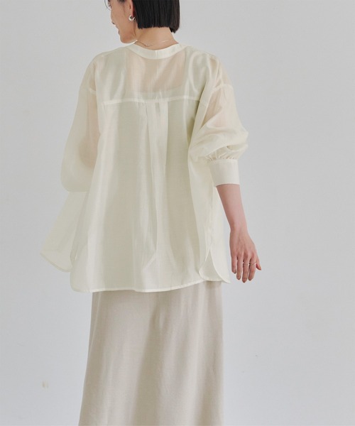 ブラウス シャツ 「DIDOT.」サンシェードシアーベーシックシャツ レディース デザイン襟シアーシャツ【メール便可／100】通販｜レディース