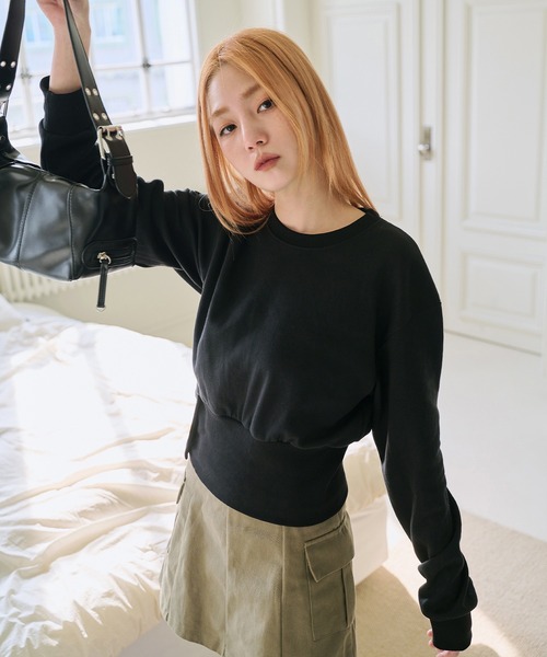 UNE MANSION(ユヌマンション)の「スリットボタンクロップドトレーナー(スウェット・レディース・ブラック/グレー/ピンク/ライトグレー・FREE)」の16枚目の写真