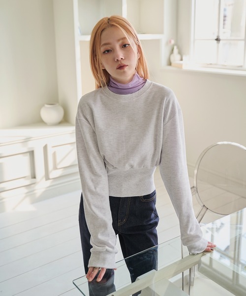 UNE MANSION(ユヌマンション)の「スリットボタンクロップドトレーナー(スウェット・レディース・ブラック/グレー/ピンク/ライトグレー・FREE)」の7枚目の写真