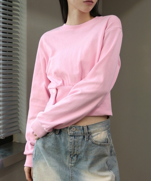 UNE MANSION(ユヌマンション)の「スリットボタンクロップドトレーナー(スウェット・レディース・ブラック/グレー/ピンク/ライトグレー・FREE)」の14枚目の写真