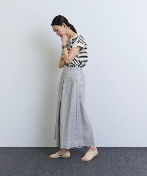 LOISIR（ロワズィール）の「リネンツイル墨染めBOXタックワイドパンツ