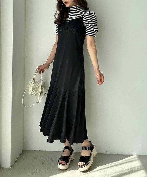 one after another NICE CLAUP（ワンアフターアナザーナイスクラップ）の「インナーと羽織で着回せる。マーメイドキャミワンピース（ワンピース・レディース・アイボリー/ブラック/ホワイト系その他/ピンク/その他1・FREE）」の3枚目の写真