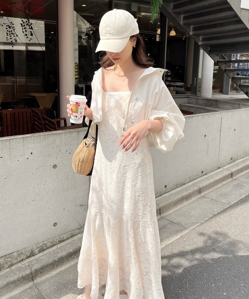 one after another NICE CLAUP（ワンアフターアナザーナイスクラップ）の「インナーと羽織で着回せる。マーメイドキャミワンピース（ワンピース・レディース・アイボリー/ブラック/ホワイト系その他/ピンク/その他1・FREE）」の16枚目の写真