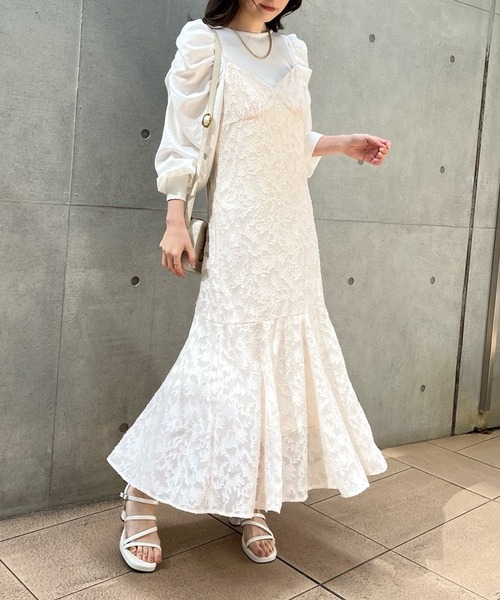 one after another NICE CLAUP（ワンアフターアナザーナイスクラップ）の「インナーと羽織で着回せる。マーメイドキャミワンピース（ワンピース・レディース・アイボリー/ブラック/ホワイト系その他/ピンク/その他1・FREE）」の6枚目の写真