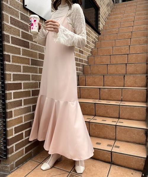 one after another NICE CLAUP（ワンアフターアナザーナイスクラップ）の「インナーと羽織で着回せる。マーメイドキャミワンピース（ワンピース・レディース・アイボリー/ブラック/ホワイト系その他/ピンク/その他1・FREE）」の9枚目の写真