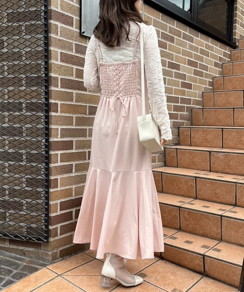 one after another NICE CLAUP（ワンアフターアナザーナイスクラップ）の「インナーと羽織で着回せる。マーメイドキャミワンピース（ワンピース・レディース・アイボリー/ブラック/ホワイト系その他/ピンク/その他1・FREE）」の10枚目の写真