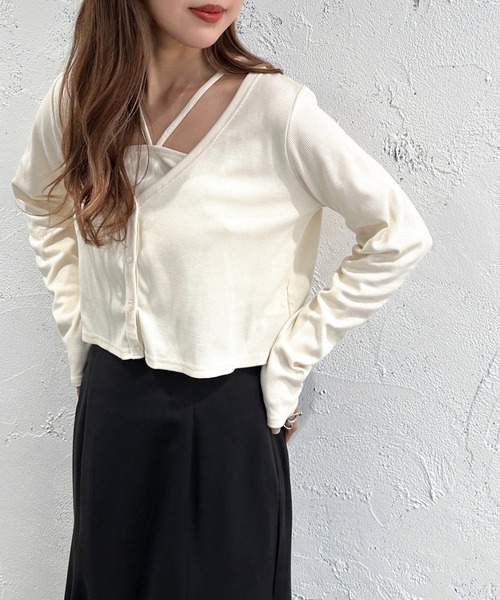 apres jour mignon（アプレジュールミニョン）の「カーデ+キャミセット【ZOZOTOWN限定アイテム】（カーディガン/ボレロ・レディース・アイボリー/レッド/ナチュラル/ブラック・フリー/X-LARGE）」の18枚目の写真