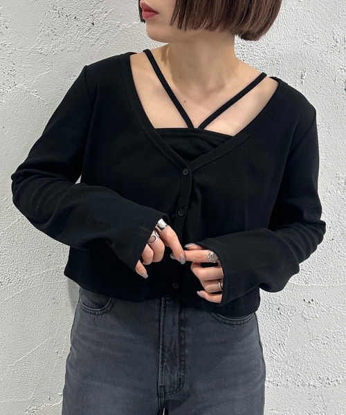 apres jour mignon（アプレジュールミニョン）の「カーデ+キャミセット【ZOZOTOWN限定アイテム】（カーディガン/ボレロ・レディース・アイボリー/レッド/ナチュラル/ブラック・フリー/X-LARGE）」の10枚目の写真