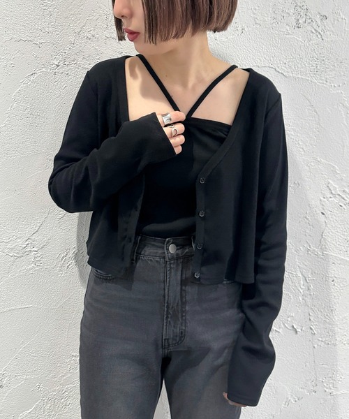 apres jour mignon（アプレジュールミニョン）の「カーデ+キャミセット【ZOZOTOWN限定アイテム】（カーディガン/ボレロ・レディース・アイボリー/レッド/ナチュラル/ブラック・フリー/X-LARGE）」の13枚目の写真