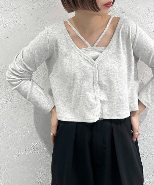 apres jour mignon（アプレジュールミニョン）の「カーデ+キャミセット【ZOZOTOWN限定アイテム】（カーディガン/ボレロ・レディース・アイボリー/レッド/ナチュラル/ブラック・フリー/X-LARGE）」の15枚目の写真