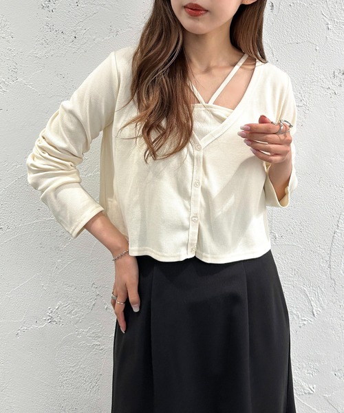 apres jour mignon（アプレジュールミニョン）の「カーデ+キャミセット【ZOZOTOWN限定アイテム】（カーディガン/ボレロ・レディース・アイボリー/レッド/ナチュラル/ブラック・フリー/X-LARGE）」の16枚目の写真