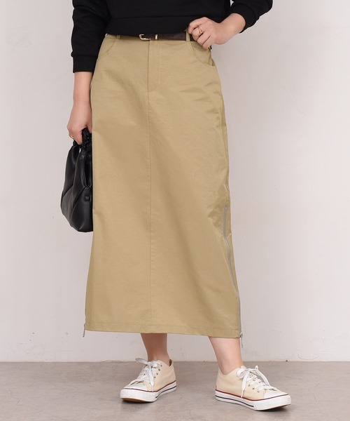 DAY CLOSET(デイ クローゼット)の「レディース ジップスリットナロースカート(スカート・レディース・ベージュ/ブラック・S/L/M/XS)」の1枚目の写真