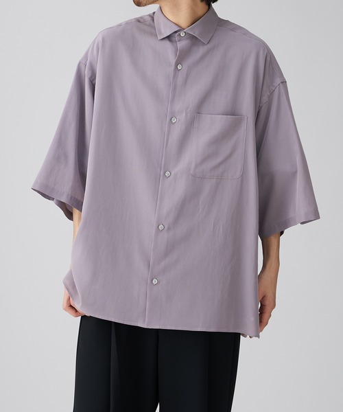 Lui's（ルイス）の「キュプラワイドショートスリーブシャツ (セットアップ対応）（シャツ/ブラウス・メンズ・ブラック/グリーン/バイオレット/ダークブラウン・FREE）」の7枚目の写真