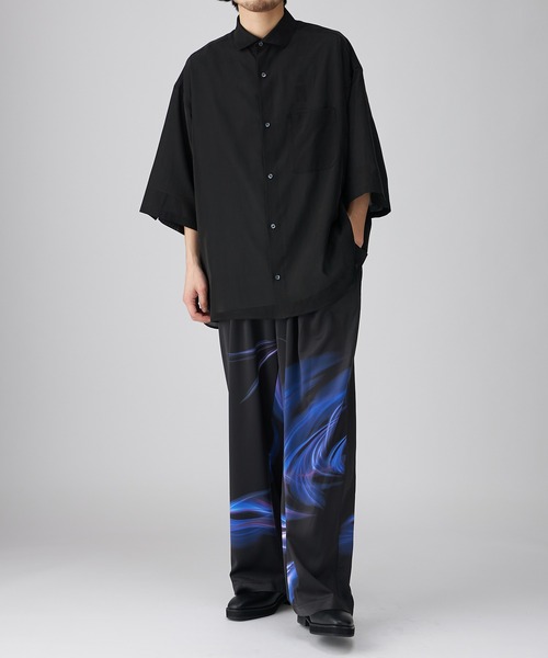 Lui's（ルイス）の「キュプラワイドショートスリーブシャツ (セットアップ対応）（シャツ/ブラウス・メンズ・ブラック/グリーン/バイオレット/ダークブラウン・FREE）」の13枚目の写真