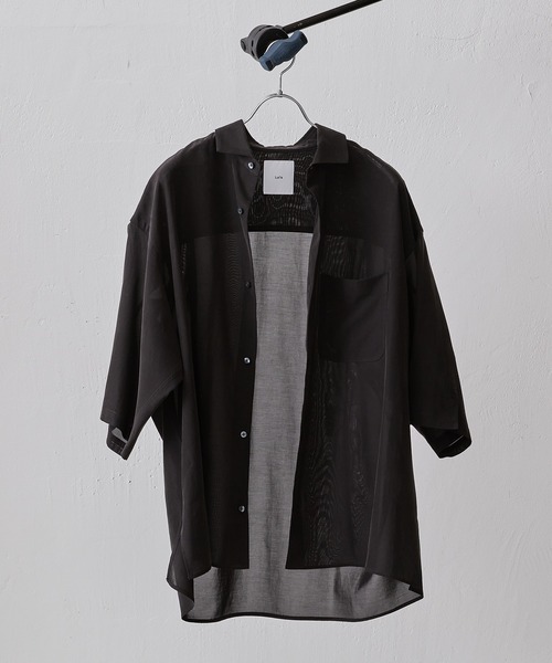 Lui's（ルイス）の「キュプラワイドショートスリーブシャツ (セットアップ対応）（シャツ/ブラウス・メンズ・ブラック/グリーン/バイオレット/ダークブラウン・FREE）」の5枚目の写真