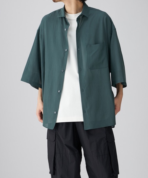 Lui's（ルイス）の「キュプラワイドショートスリーブシャツ (セットアップ対応）（シャツ/ブラウス・メンズ・ブラック/グリーン/バイオレット/ダークブラウン・FREE）」の11枚目の写真