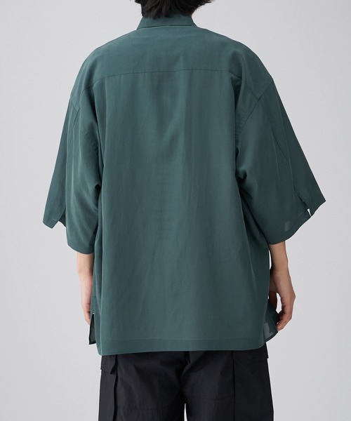 Lui's（ルイス）の「キュプラワイドショートスリーブシャツ (セットアップ対応）（シャツ/ブラウス・メンズ・ブラック/グリーン/バイオレット/ダークブラウン・FREE）」の9枚目の写真