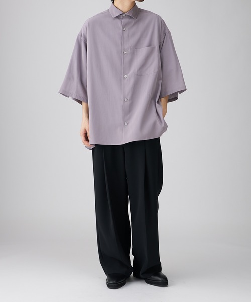 Lui's（ルイス）の「キュプラワイドショートスリーブシャツ (セットアップ対応）（シャツ/ブラウス・メンズ・ブラック/グリーン/バイオレット/ダークブラウン・FREE）」の20枚目の写真