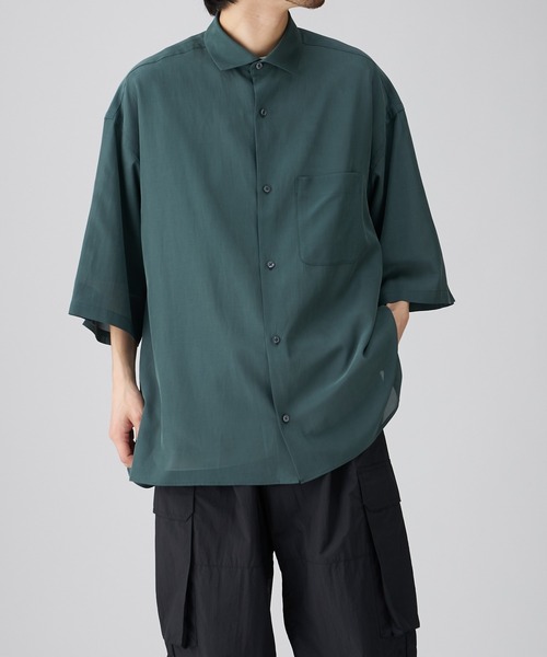 Lui's（ルイス）の「キュプラワイドショートスリーブシャツ (セットアップ対応）（シャツ/ブラウス・メンズ・ブラック/グリーン/バイオレット/ダークブラウン・FREE）」の16枚目の写真